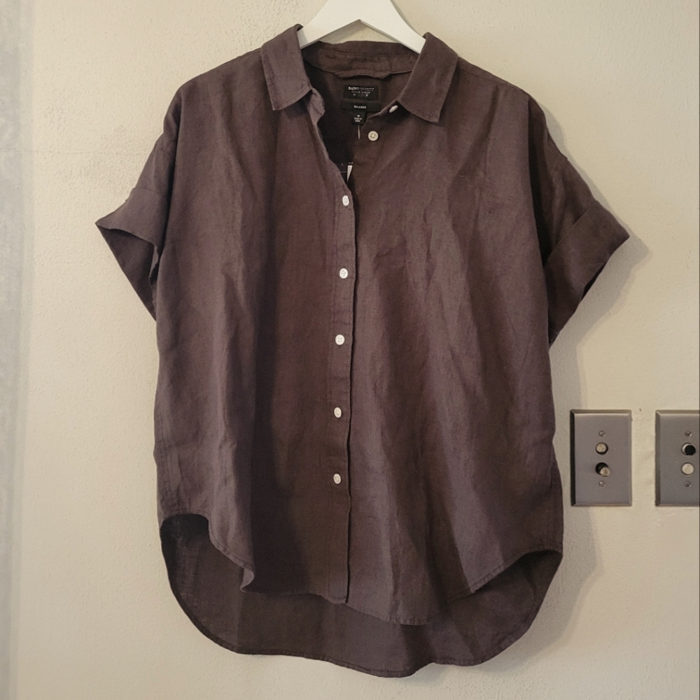 J. Crew Capitaine shirt in Baird McNutt Irish Linen - Deep Chocolate Brown - Picture 5 of 15